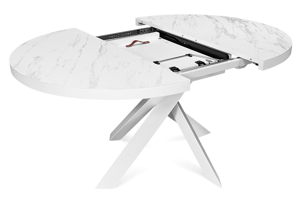 Стол обеденный раздвижной MALMO - Круглый AERO, цвет керамическая столешница - цвет белый мрамор, размер 120 (+40) 80213 - фото 3