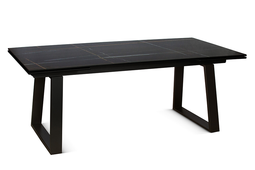 Стол обеденный раздвижной ROVENA – Прямоугольный AERO, цвет черный мрамор, размер 200 (+50) (+50)