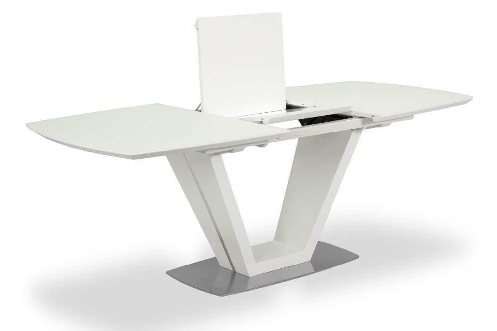 Стол лакированный обеденный раздвижной ATLANTA – Прямоугольный AERO, цвет белый лак, белое стекло шелк, размер 160 (+50) 20682 - фото 4