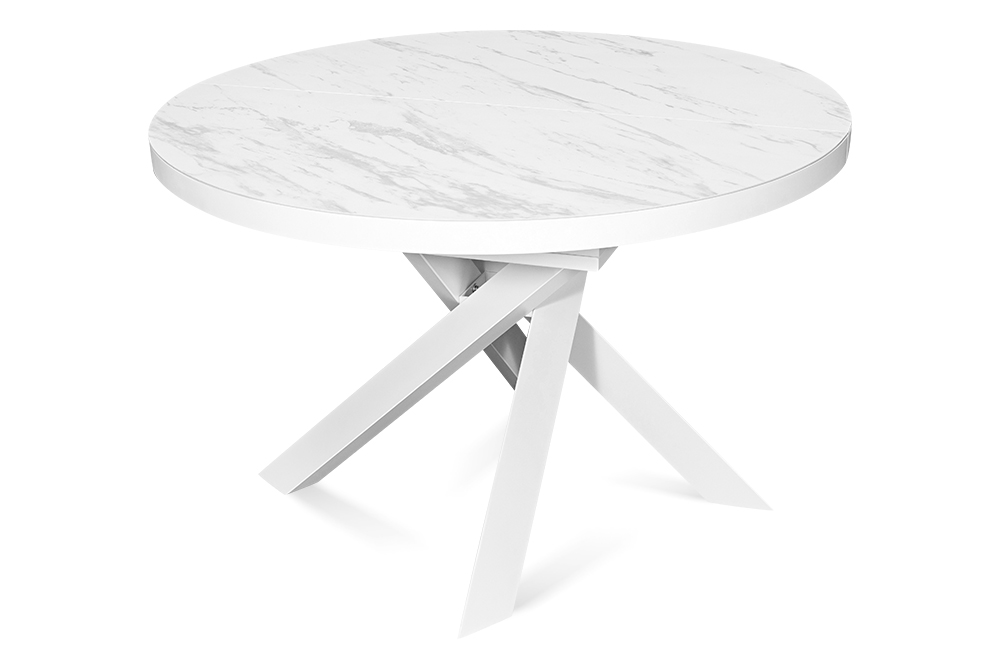 Стол обеденный раздвижной MALMO - Круглый AERO, цвет керамическая столешница - цвет белый мрамор, размер 120 (+40) 80213 - фото 1