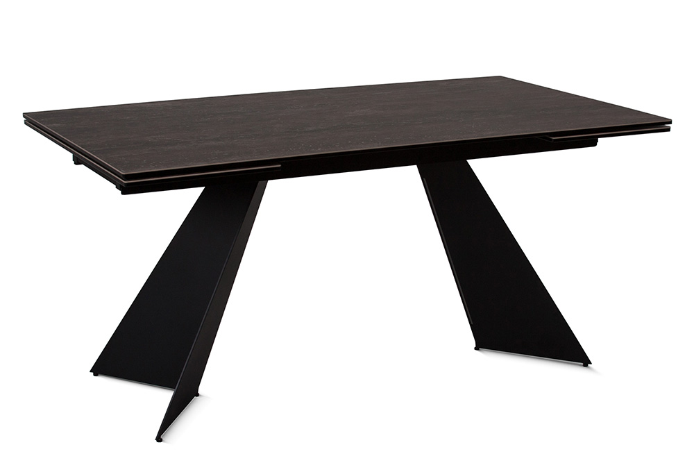 Стол обеденный раздвижной MORGAN – Прямоугольный AERO, цвет керамическая столешница - цвет коричневый травертин, размер 160 (+40) (+40)