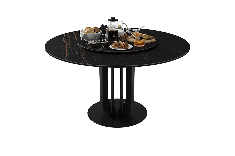 Стол обеденный раздвижной BOLZANO - круглый AERO, цвет черный мрамор, размер 138 84491 - фото 2