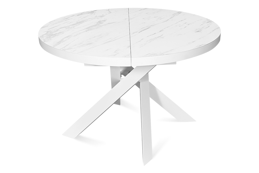 Стол обеденный раздвижной MALMO - Круглый AERO, цвет керамическая столешница - цвет белый мрамор, размер 120 (+40) 80213 - фото 2