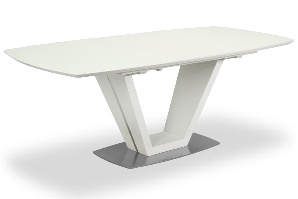 Стол лакированный обеденный раздвижной ATLANTA – Прямоугольный AERO, цвет белый лак, белое стекло шелк, размер 160 (+50) 20682 - фото 2