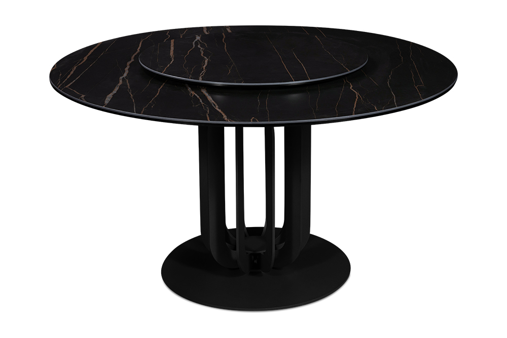 Стол обеденный раздвижной BOLZANO - круглый AERO, цвет черный мрамор, размер 138 84491 - фото 1