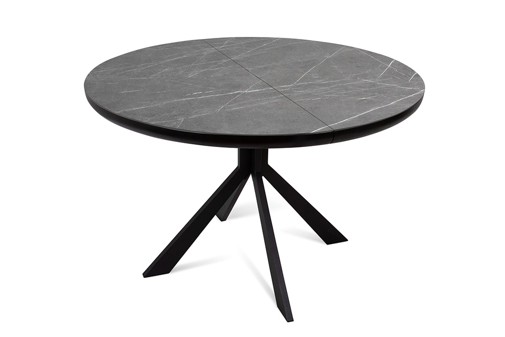 Стол обеденный раздвижной LEON – Круглый AERO, цвет керамическая столешница - цвет серый мрамор, размер 120 (+40)