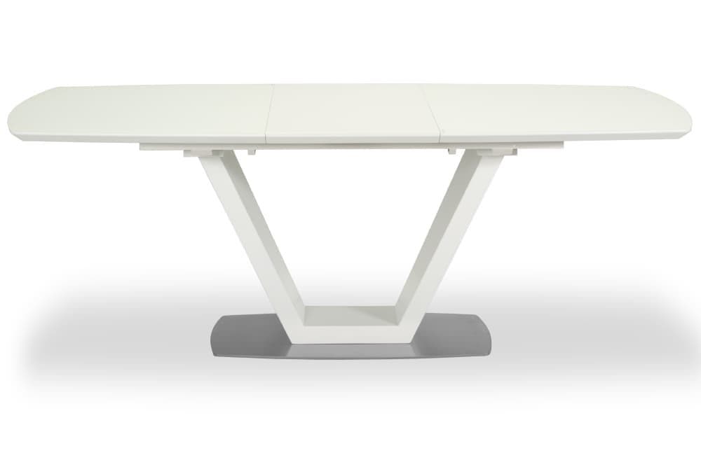 Стол лакированный обеденный раздвижной ATLANTA – Прямоугольный AERO, цвет белый лак, белое стекло шелк, размер 160 (+50) 20682 - фото 6
