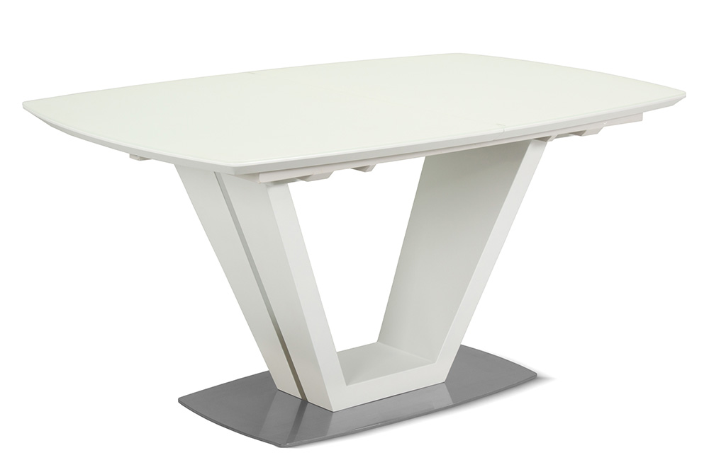 Стол лакированный обеденный раздвижной ATLANTA – Прямоугольный AERO, цвет белый лак, белое стекло шелк, размер 160 (+50) 20682 - фото 1