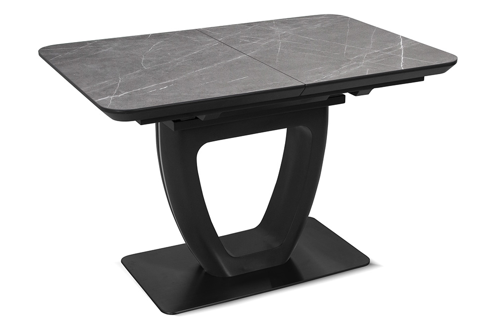 Стол лакированный обеденный раздвижной LAURA – Овальный AERO, цвет серый мрамор, размер 120 (+40)