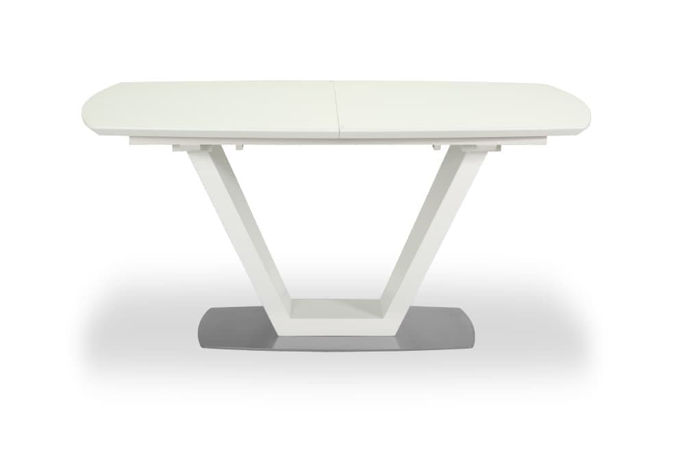 Стол лакированный обеденный раздвижной ATLANTA – Прямоугольный AERO, цвет белый лак, белое стекло шелк, размер 160 (+50) 20682 - фото 5